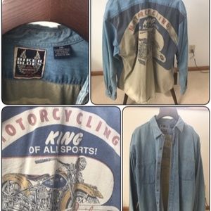Vintage Biker Blues Harley Davidson Jean Shirt